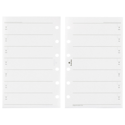 日付無週間ダイアリー(見開き2週間式) MINI6［0035］ リフィル ASHFORD