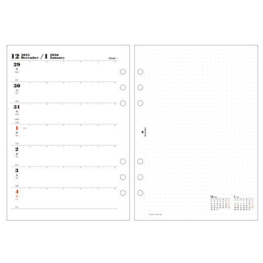 アオトページ 週間ダイアリー(レフト式)A5［0472］ リフィル ASHFORD