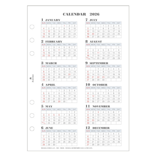 週間ダイアリー(ホリゾンタル式)A5［0473］ リフィル ASHFORD