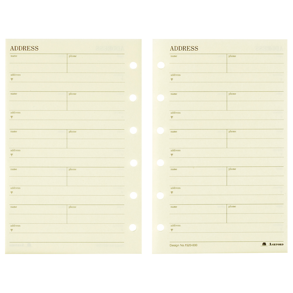 アドレスリーフ(5段) MINI6 ［1520］ リフィル ASHFORD