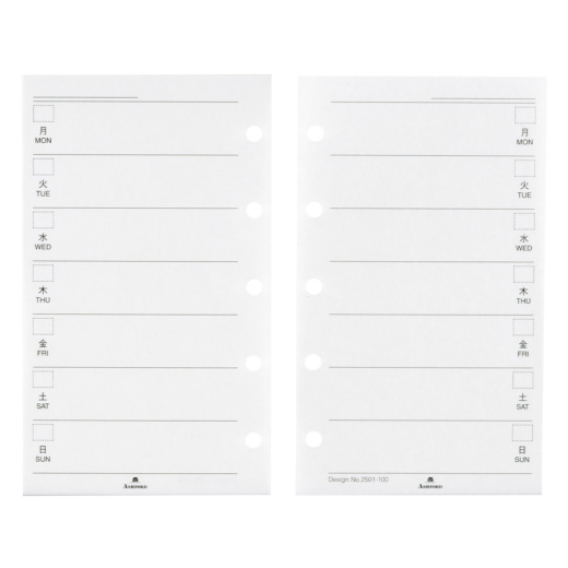 【新品】ミルクリフィル第七世代 日付無週間ダイアリー(見開き2週間式) MICRO5 ［2501］ リフィル ASHFORD