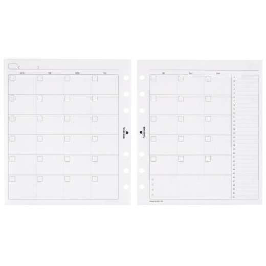 日付無見開き1ヶ月(ブロック式) HB×WA5 ［6601］ リフィル ASHFORD