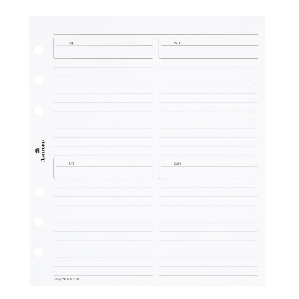 日付無週間ダイアリー ブロック式 HB×WA5 [6636] 手帳の中身(サイズ別