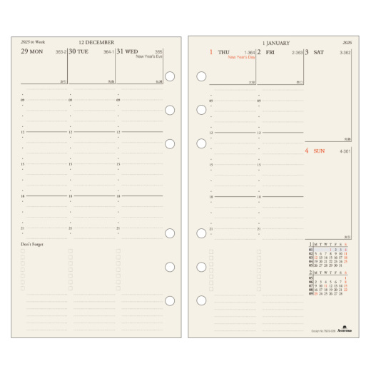週間ダイアリー(タイムウィークリー式)BIBLE［7509］ リフィル ASHFORD